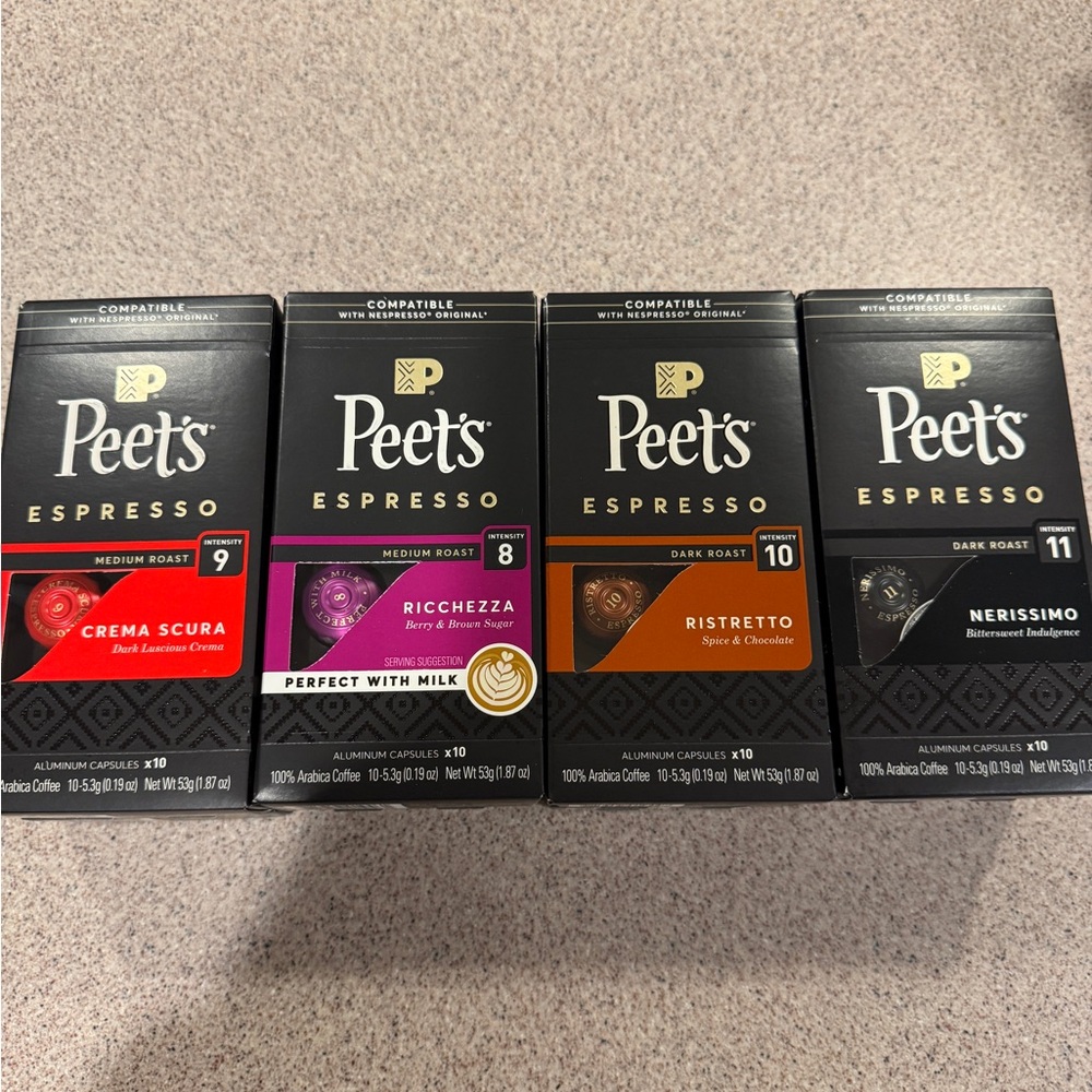 Peet's Coffee Espresso Pods Capsule VarietyPack 40 Compatible Nespresso Exp 1/26